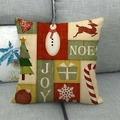 Housse de coussin de Noël en lin avec motifs bonhomme de neige et cerf sur canapé gris - Noel Collage de Noël (7)