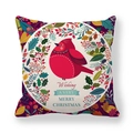 Weihnachtskissenbezug mit rotem Kardinalvogel und Winterstechpalmenkranz-Design - 45x45 cm / Stechpalme Roter Vogel Kranz (5)