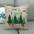 Weihnachtsbaum-Farm Leinen Kissenbezug mit Retro Holzmaserung auf dem Sofa - Weihnachtsbaumfarm (2)