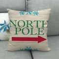 Federa natalizia in lino con scritta North Pole verde e freccia rossa - Freccia del Polo Nord Fiocco di Neve (5)