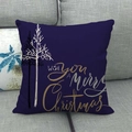 Dark blue linen pillowcase with Christmas tree design and holiday lettering - Deep Blue Abstract Line Wish Style (12)