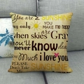 Macro view of linen pillowcase with You Are My Sunshine lyrics and sun graphics - Light Yellow Sun Quotes (Style 1)