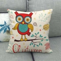 Linen cushion cover with owl illustration and Autumn text on grey fabric sofa - Autumn Owl (7)