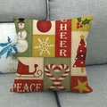 Housse de coussin de Noël en lin avec bonhomme de neige, sapin et texte de fête - Cheer Peace Bonhomme de Neige Collage (10)