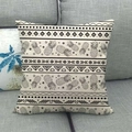 Detailed view of square linen pillowcase featuring black pineapple and geometric patterns - Black Geometric Pineapple Style (6)