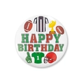 58mm football themed birthday badge with colorful sports elements and helmet - 58mm / Sports Elements Set (Style 2)