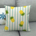 Detailed texture of pineapple pattern on linen pillow cover over striped background - Blue White Vertical Stripe Pineapple Style (10)