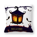 Close-up of Halloween peach skin pillowcase with vintage lantern and bat print details - Vintage Lantern and Welcome Greeting Style (12) / 45x45cm