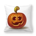 Macro detail of Halloween pumpkin print on thick peach skin fabric square pillowcase - 18x18 Inch / Cartoon Smile Pumpkin Style (4)