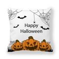 Halloween pumpkin pillowcase with Happy Halloween text, bats and spider webs design - Spider Web and Pumpkin Head Greeting Style (18) / 45x45cm