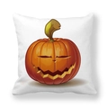 Detail of Jack-o'-lantern print on white plush peach skin throw pillow case cover - 18x18 Inch / Hollow Smile Pumpkin Style (7)