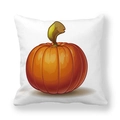Detail of soft peach skin cushion cover with large orange pumpkin print for Halloween - 18x18 Inch / Autumn Harvest Large Pumpkin Style (9)