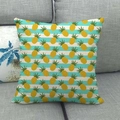 Leinen-Kissenbezug mit gelbem Ananasmuster auf blau-weiß gestreiftem Hintergrund - Blau-Weiß Horizontal Gestreifter Ananas Stil (4)