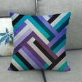 Abstract geometric linen pillowcase with blue and purple patterns on grey sofa - Modern Geometric Abstract Texture Style (8)