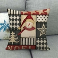 Housse de coussin de Noël en lin avec motif bonhomme de neige et texte NOEL - Noel Point Rouge Bonhomme de Neige (13)