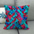 Abstract geometric linen cushion cover with colorful patterns on a gray sofa - Multicolor Abstract Geometric Block Style (9)
