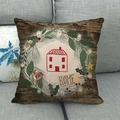 Taie d'oreiller de Noël en lin avec texture bois marron et motif de cerf festif - Style 17