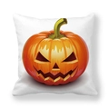 Square peach skin pillowcase with orange Jack-o'-lantern pumpkin face on white background - 18x18 Inch / Classic Jack-o'-lantern Style (1)