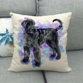 Detalle de funda de cojín de lino con estampado de perro Schnauzer en sofá gris - Estilo Schnauzer Negro (3) / Square Style