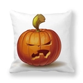 Halloween pumpkin cushion cover with angry face on soft white peach skin fabric - 18x18 Inch / Angry Pumpkin Style (2)