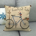 Funda de cojín de lino estilo vintage con bicicleta y texto Life is a beautiful ride - Estilo Life Is A Beautiful Ride (1)