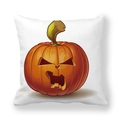 White Halloween pumpkin face throw pillow cover made of thickened peach skin fabric - 18x18 Inch / Wood Texture Pumpkin Style (3)