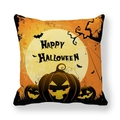 Close-up of Halloween pillowcase with Happy Halloween text, pumpkins and bats - 45x45cm / Orange Pumpkin (11)