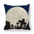 Detail of Halloween peach skin pillowcase with moonlight and graveyard silhouette pattern - 45x45cm / Blue Moon Cemetery (12)