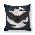 Halloween square pillowcase with black bat and full moon on dark blue peach skin fabric - 45x45cm / Blue Black Bat (18)