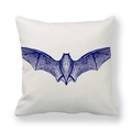 Close-up of thick peach skin fabric featuring a hand-drawn bat illustration on a pillowcase - Dark Blue Bat Sketch Style (18) / 18x18 Inch