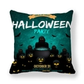 Detail van Halloween spook en pompoen patroon op dikke perzikhuid stof kussensloop - Zwart Groen Geestfeest (20)