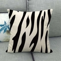 Modern square linen throw pillow cover with black and white zebra pattern on grey sofa - Artistic Zebra Print Style (17)
