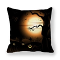 Halloween Kissenbezug mit Kürbis und Fledermäusen aus weichem Pfirsichhaut-Gewebe - Sonnenuntergang Fledermaus (3)