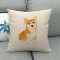 Leinenkissenbezug mit süßem Corgi-Muster auf grauem Sofa für die Heimdekoration - Cartoon Sitzender Corgi Stil (15)