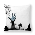 Halloween pillow cover with zombie hand and cemetery scene on white peach skin fabric - Graveyard Zombie Hand and Party Date Style (10) / 45x45cm