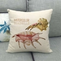 Linen couch pillow cover with watercolor seashells print and artistic text design - Watercolor Shell Mix (10)