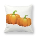 Square white pillowcase with orange pumpkin print in thick peach skin fabric - Double Pumpkins Print (3)