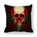 Halloween skull pillowcase featuring red X graphics on black peach skin fabric - Hardcore Skull Large X Style (5) / 18x18 Inch