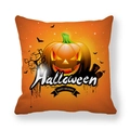 Orange Halloween pumpkin lantern throw pillow cover with bats and happy holiday text - Orange Halloween Letter Bat (4)