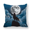 Detailed fabric texture of square pillowcase with howling wolf and moon graphic - Wolf Howling at the Moon Theme (17)