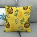 Texture détaillée de la housse de coussin en lin avec imprimé ananas tropical - Tranche d'Ananas Peinte à la Main (13) / 45*45cm (Sans Cœur)