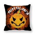 Halloween pumpkin cushion cover with Happy Halloween text on peach skin fabric - Jack-o'-lantern with Splatter Background (24)