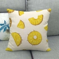 Texture détaillée de la housse de coussin en lin avec motifs d'ananas jaunes vifs - Impression d'Art Tranche d'Ananas (17) / 45*45cm (Sans Cœur)