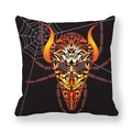 Halloween pillow cover in black featuring skull and spider motifs on thick peach skin fabric - Halloween Skull Spider Style (6) / 18x18 Inch