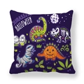 Jurassic Halloween purple pillow cover featuring cartoon dinosaurs and decorative pumpkins - Purple Dinosaur Halloween (6)