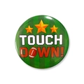 Chapa de hojalata temática rugby con patrón de campo verde y texto Touch Down - 58mm / Rayas Touch Down (Estilo 10)