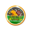 Chapa de fútbol americano naranja con casco dorado y texto Touchdown Season - 58mm / Corazones de casco naranja (Estilo 11)