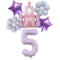 5th birthday balloon set with purple number five and pastel princess castle balloons - Number 5 / Creamy Purple