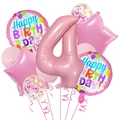 Detailset aus rosa Folienballon Nummer 4 mit Sternakzenten und Konfetti-Ballons - Rosa Set 4