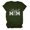 Detail of Volleyball Mom print on army green crew neck t-shirt with soft cotton texture - Army Green (White Font)